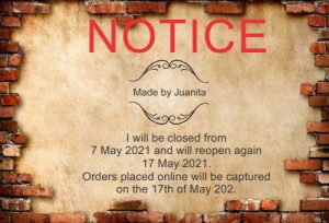 Read more about the article Closed 7 May-17 May 2021